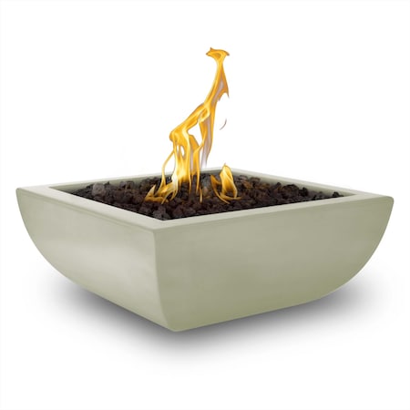 The Outdoor Plus 36 Square Avalon Fire Bowl - GFRC Concrete - Ash - Low Voltage Electronic Ignition - Natural Gas OPT-AVLFO36E12V-ASH-NG